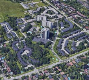 IMAGE: An aerial view of the Rossland Park community in Oshawa.